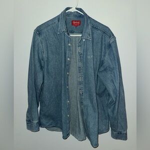 Supreme washed denim long sleeve button up shirt mens size medium